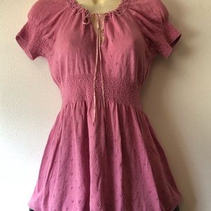 Vintage Y2k Cottage Barbie Core Smocked Blouse